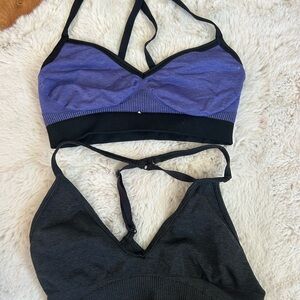 lululemon athletica Purple/black and dark gray Sports Bras bundle-size 4/6